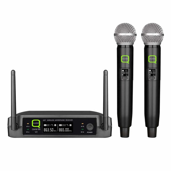 Q - Audio QWM11 - V2 Dual UHF Wireless handheld Microphone System (863.1 - 864.1MHz)