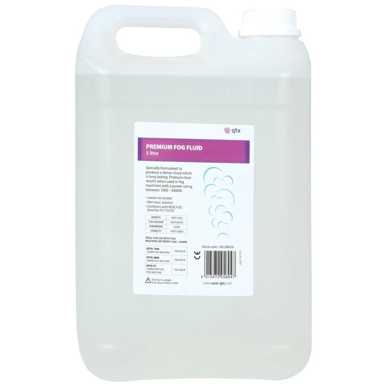 QTX 5 Litres Premium Fog Fluid Clear - DY Pro Audio