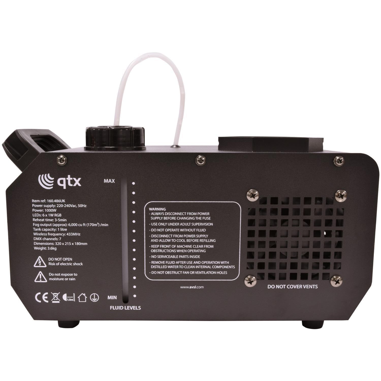 QTX FLARE-1000 Vertical LED Fog Machine WITH 5L Fluid - DY Pro Audio