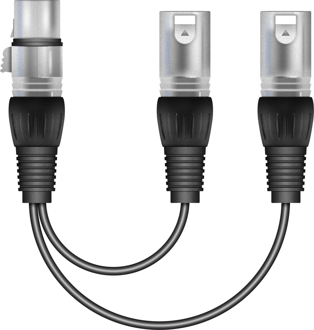 Soundlab 15cm 1 x XLR Female to 2 x XLR Male Splitter Cable