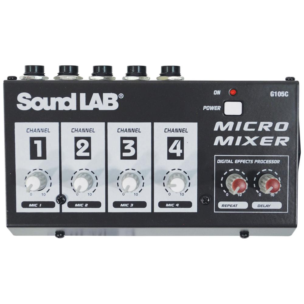 Soundlab 4 Channel Mono DJ Karaoke Microphone Mic Mixer With Echo Delay Effects - DY Pro Audio