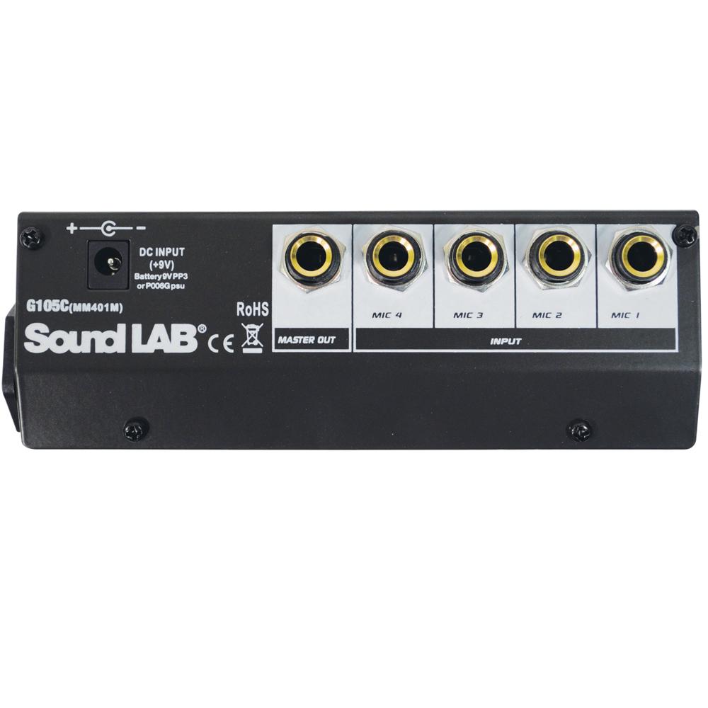 Soundlab 4 Channel Mono DJ Karaoke Microphone Mic Mixer With Echo Delay Effects - DY Pro Audio