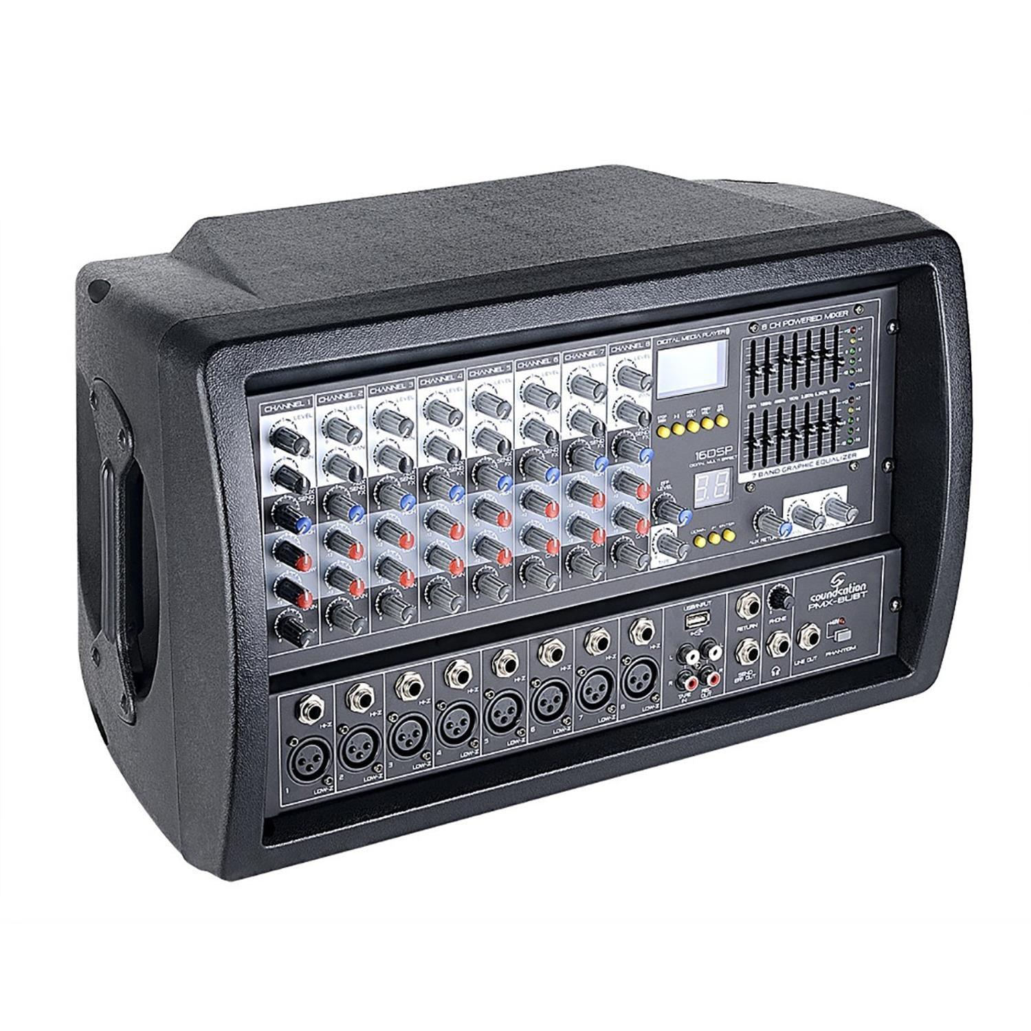 Soundsation PMX-8UBT 8 channel 300w Max Powered Mixer with Blueooth, Effects - DY Pro Audio