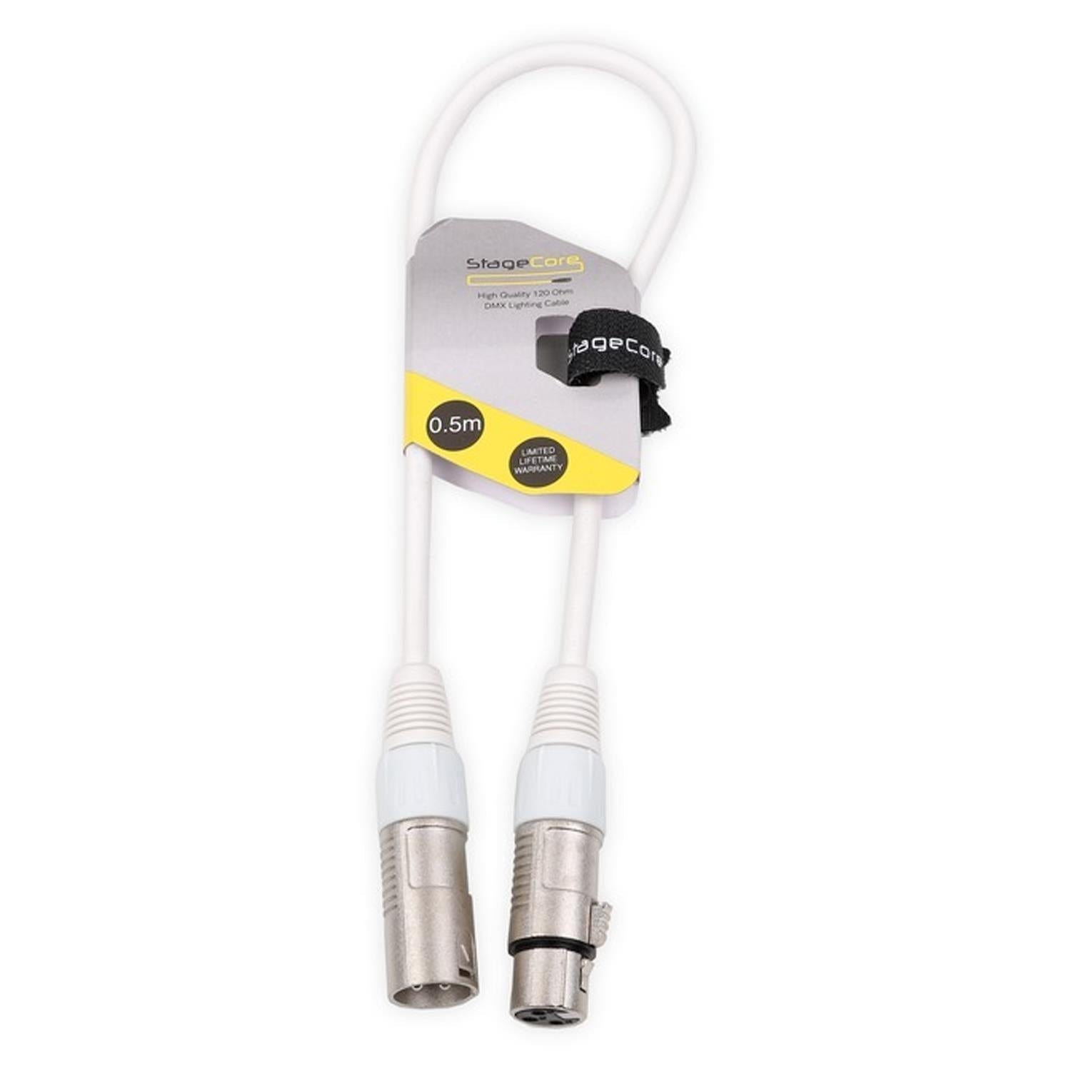 Stagecore 0.5m White DMX Lead Cable - DY Pro Audio