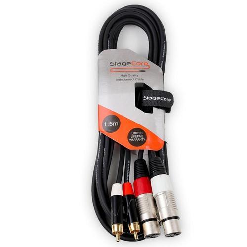 StageCore 1.5m Twin RCA Male to 2x XLR Female Cable - DY Pro Audio
