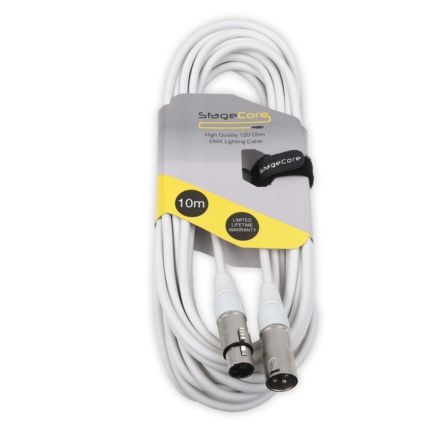 Stagecore 10m White DMX Lead Cable - DY Pro Audio