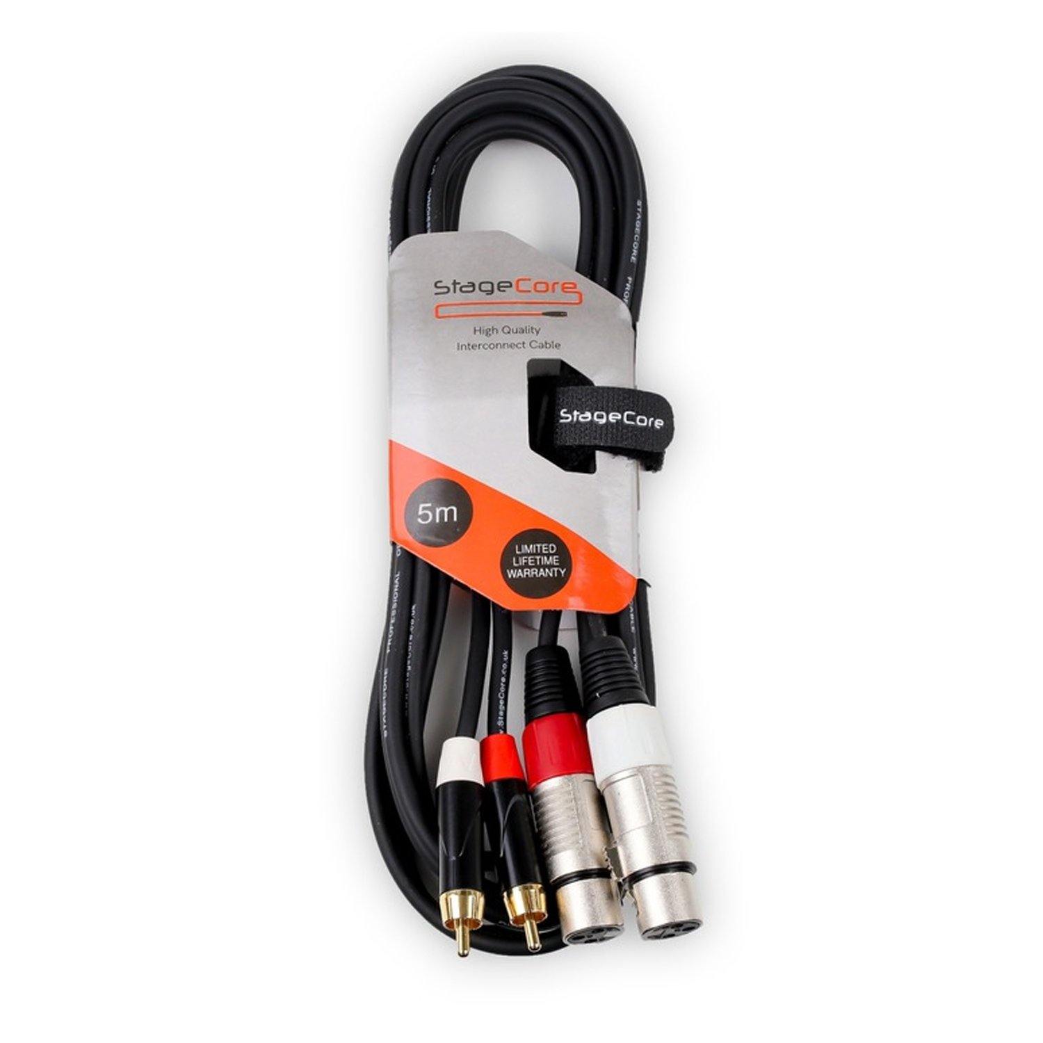 StageCore 5m Twin RCA Male to 2x XLR Female Cable - DY Pro Audio