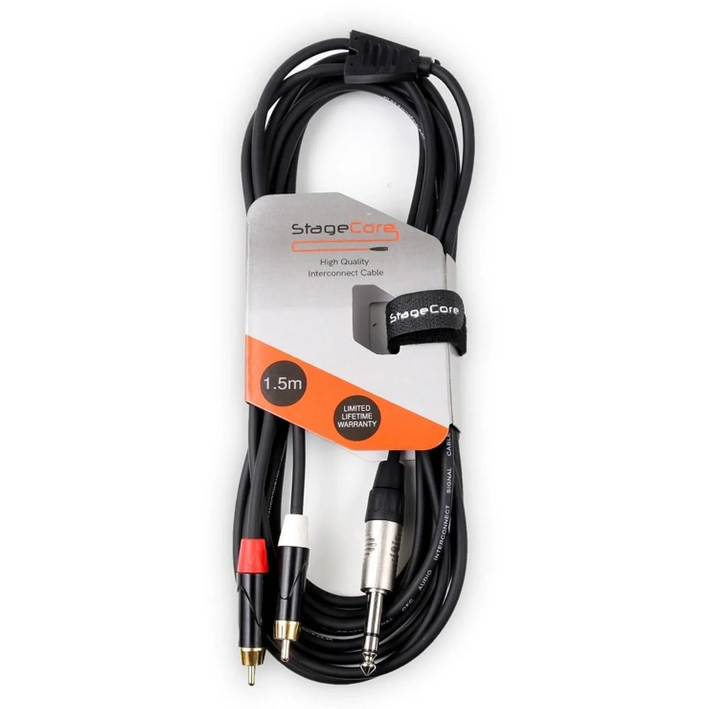 StageCore 1.5m Stereo Jack to Twin RCA Phono Cable
