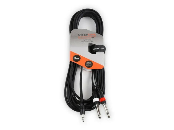 StageCore AIROH 170 5m 3.5mm to 2 x 6.35mm Jack Lead - DY Pro Audio