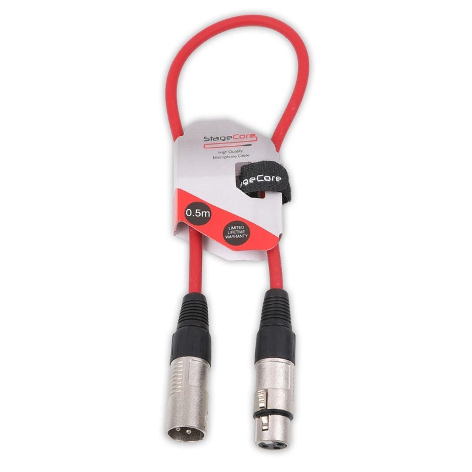 Stagecore CORE 350 0.5m Red XLR Microphone Cable - DY Pro Audio