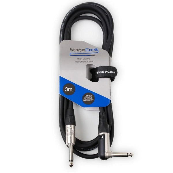 StageCore 3M Black Straight to Right Jack Lead