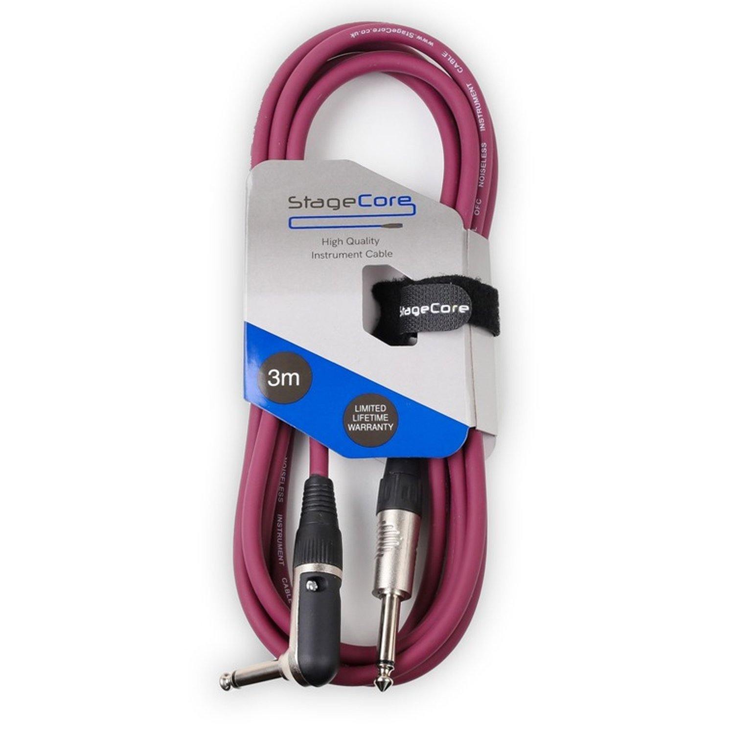 StageCore Core140 3M Purple Straight to Right Jack Lead - DY Pro Audio