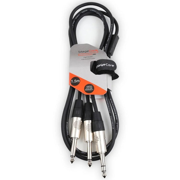 Stagecore 1.5m 2x Twin Mono Jack to Stereo Jack Cable