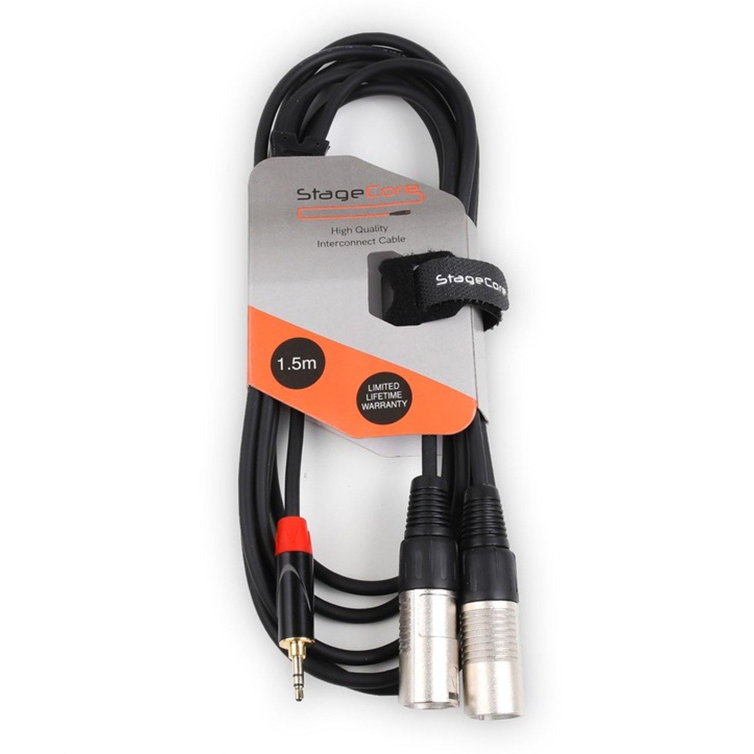 Stagecore iCore 320 1.5m Twin XLR Male to 3.5mm Stereo Jack Cable - DY Pro Audio