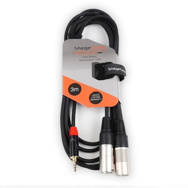 Stagecore iCore 320 3m Twin XLR Male to 3.5mm Stereo Jack Cable - DY Pro Audio