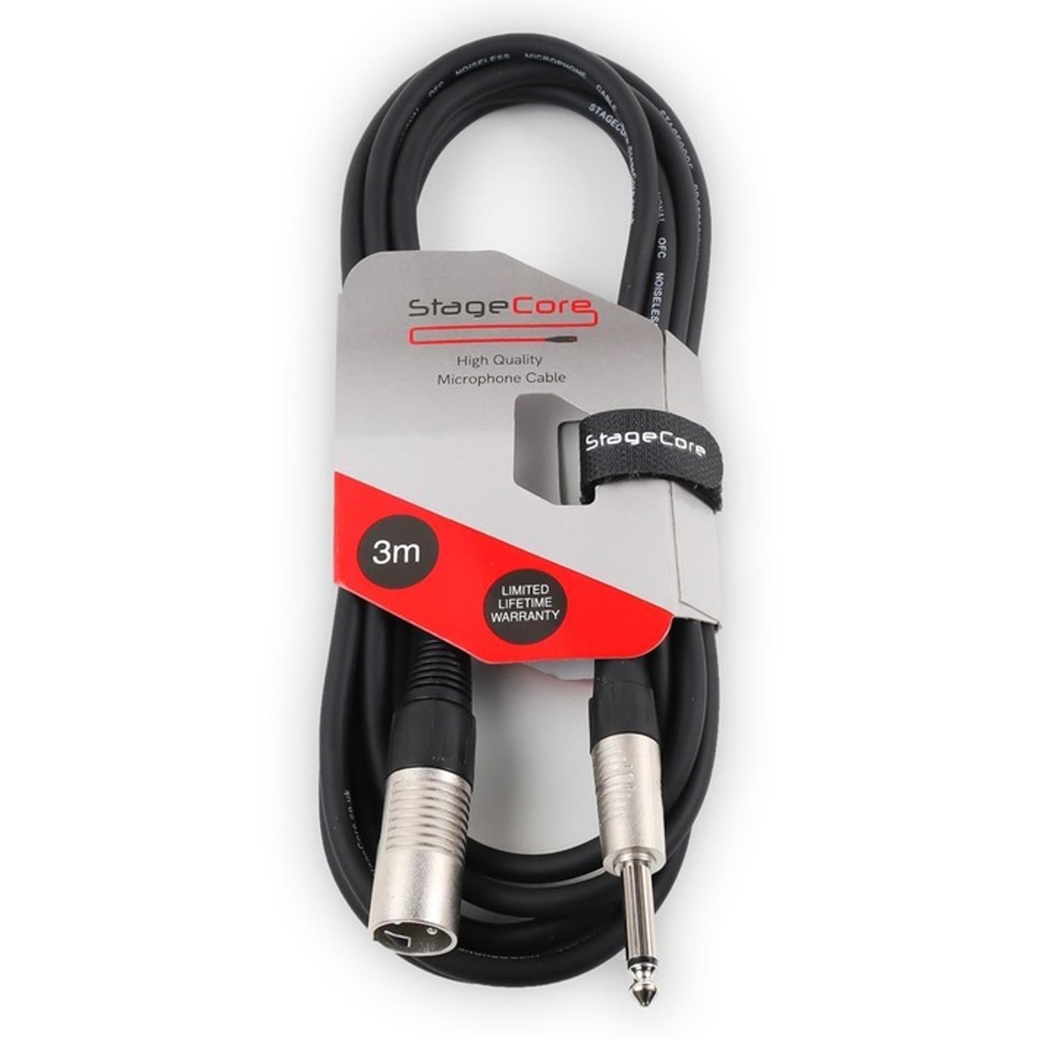 StageCore Male XLR to 6.35mm 1/4" Jack Plug 3m - DY Pro Audio