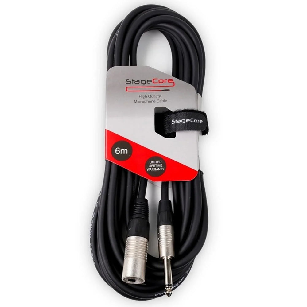 StageCore 6m Black Male XLR to Mono Jack Plug Cable