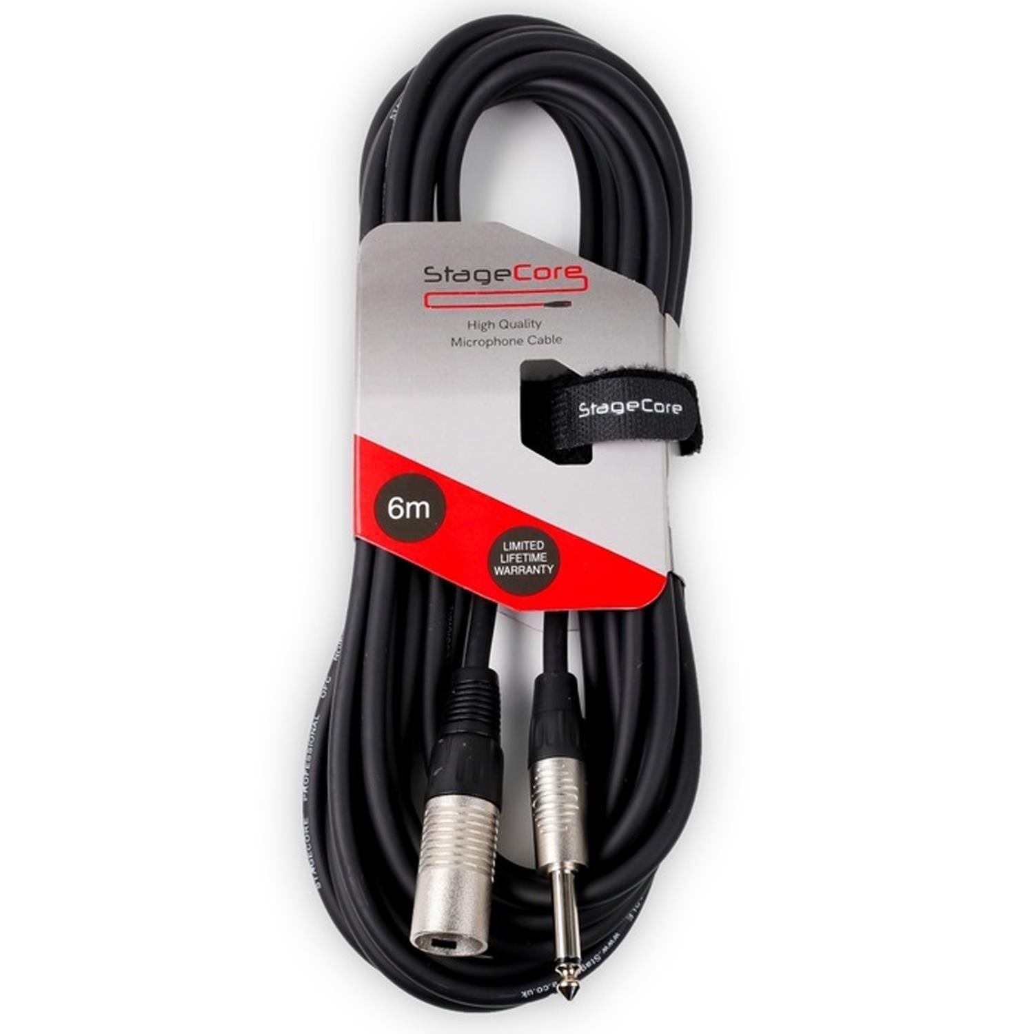 StageCore Male XLR to 6.35mm 1/4" Jack Plug 6m - DY Pro Audio