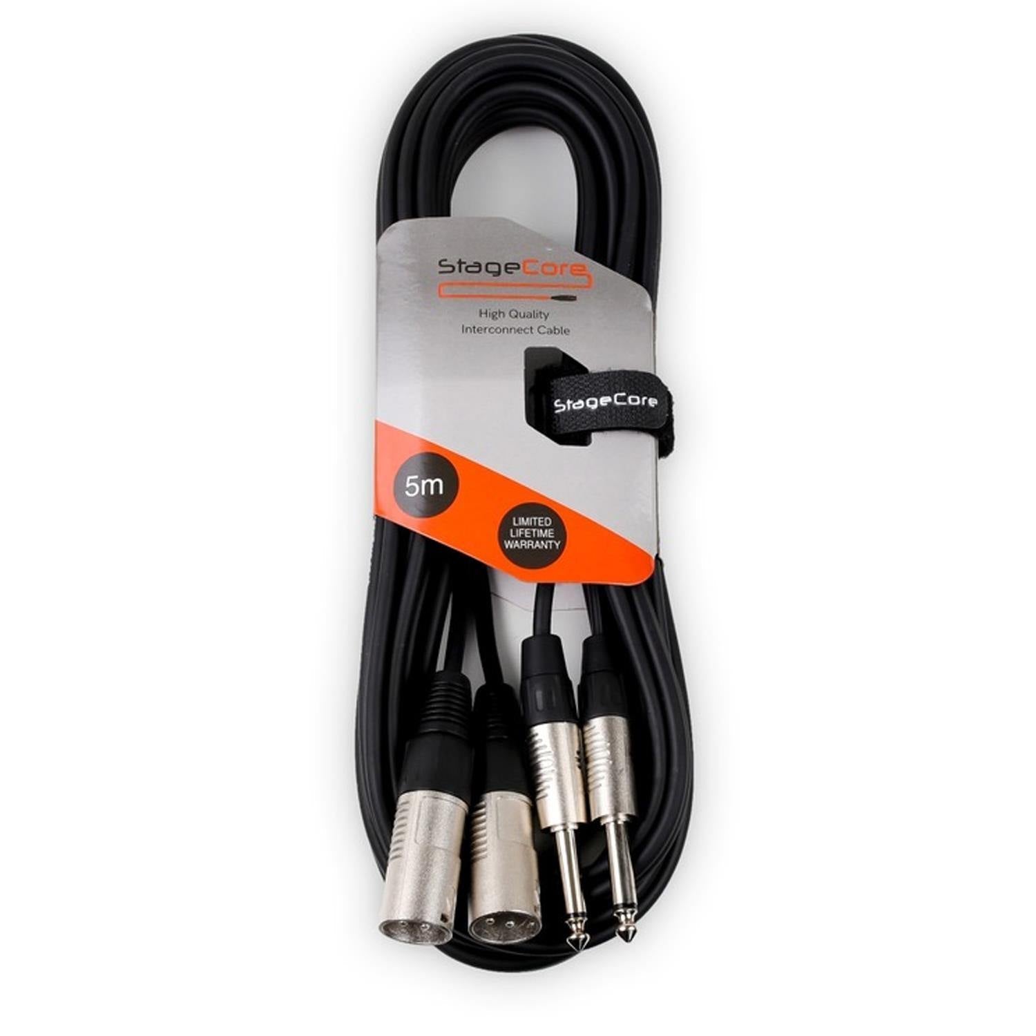 StageCore Twin Jack to XLR Male Cable 5m - DY Pro Audio