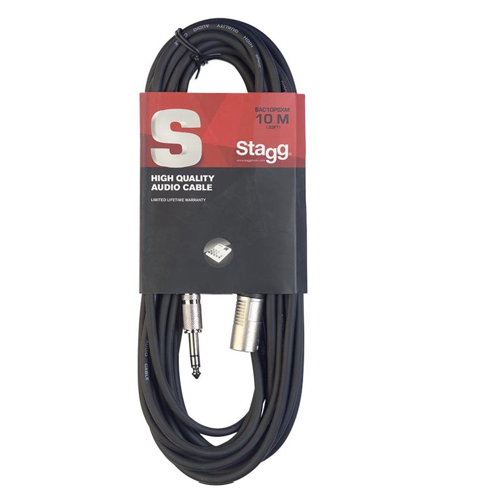 Stagg 10m Male XLR to 6.35mm Stereo TRS Jack Lead - DY Pro Audio
