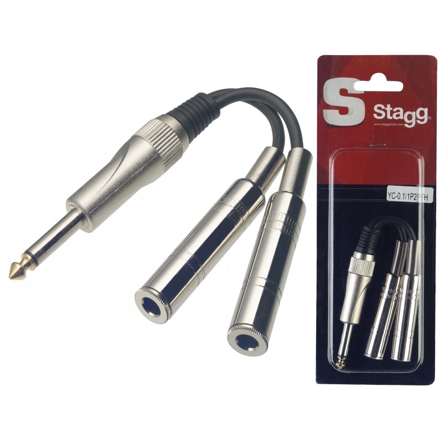 Stagg 1x Mono Jack to 2x Female Mono Plug Adapter Cable - DY Pro Audio