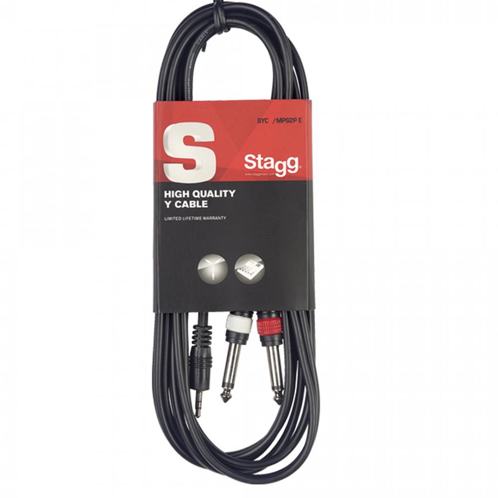 Stagg 2m 3.5mm to 2x 6.35mm Jack Cable | SYC2/MPSB2P E - DY Pro Audio