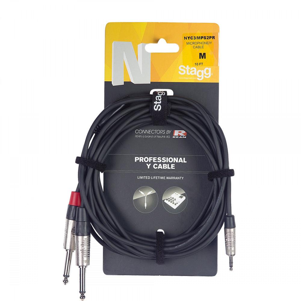 Stagg 3m 3.5mm Stereo Jack to 2 x 1/4" Mono Jack | NYC3/MPS2PR - DY Pro Audio