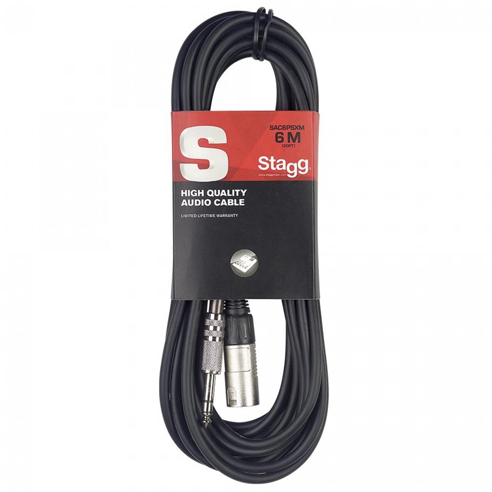 Stagg 6m Male XLR to 6.35mm Stereo TRS Jack Lead | SAC6PSXM DL - DY Pro Audio