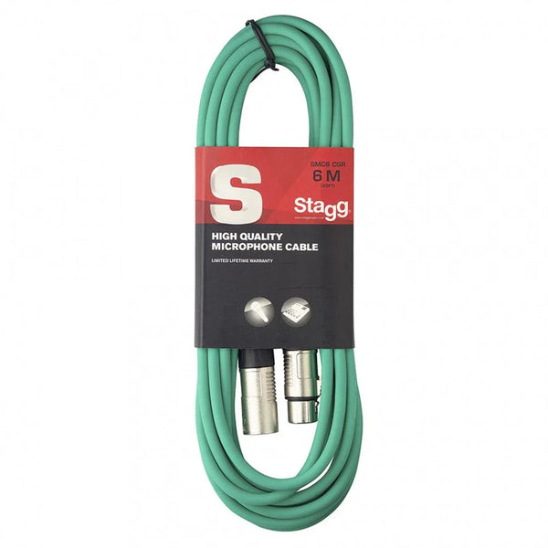 Stagg 6m Microphone XLR Cable Green - DY Pro Audio