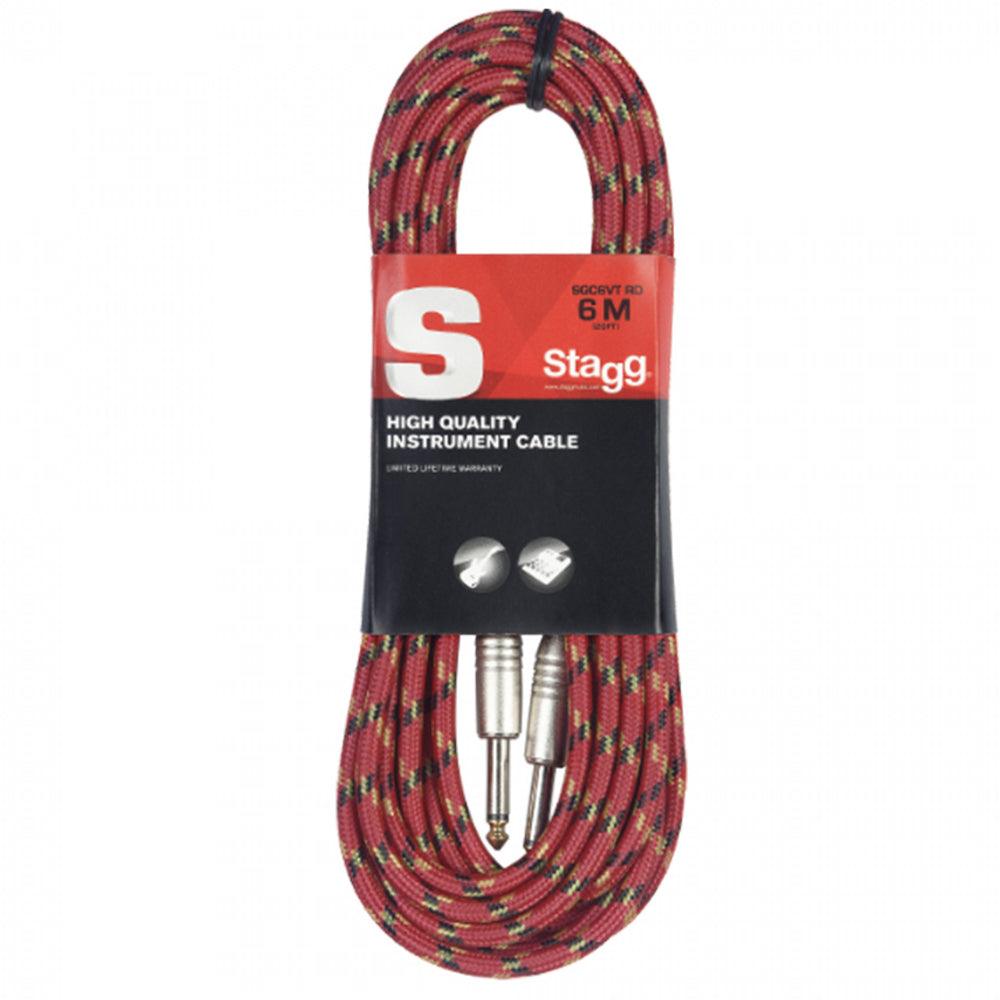 Stagg 6M Red Braided Vintweed Guitar / Instrument Cable | SGC6VT RD - DY Pro Audio