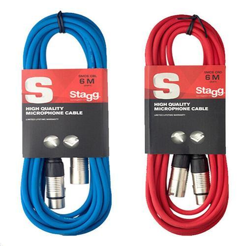 Stagg 6M XLR Cable Bundle | Blue & Red - DY Pro Audio