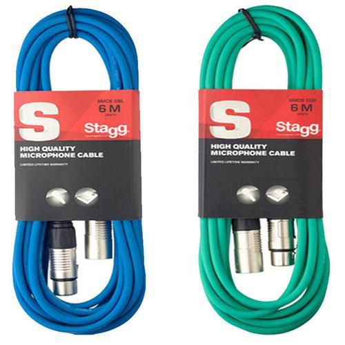 Stagg 6M XLR Cable Bundle | Green & Blue - DY Pro Audio