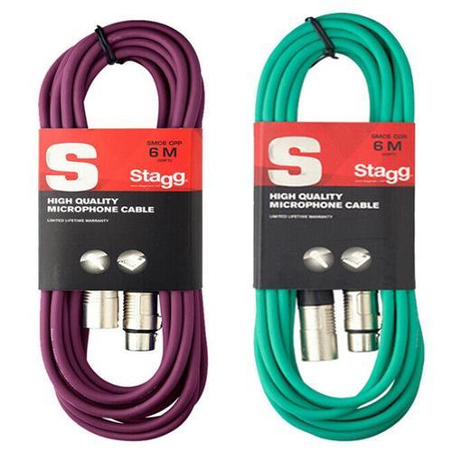 Stagg 6M XLR Cable Bundle | Purple & Green - DY Pro Audio