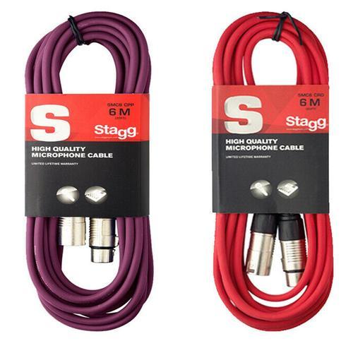Stagg 6M XLR Cable Bundle | Purple & Red - DY Pro Audio