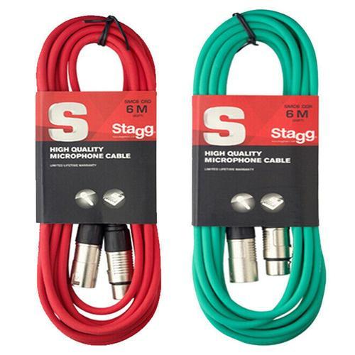 Stagg 6M XLR Cable Bundle | Red & Green - DY Pro Audio