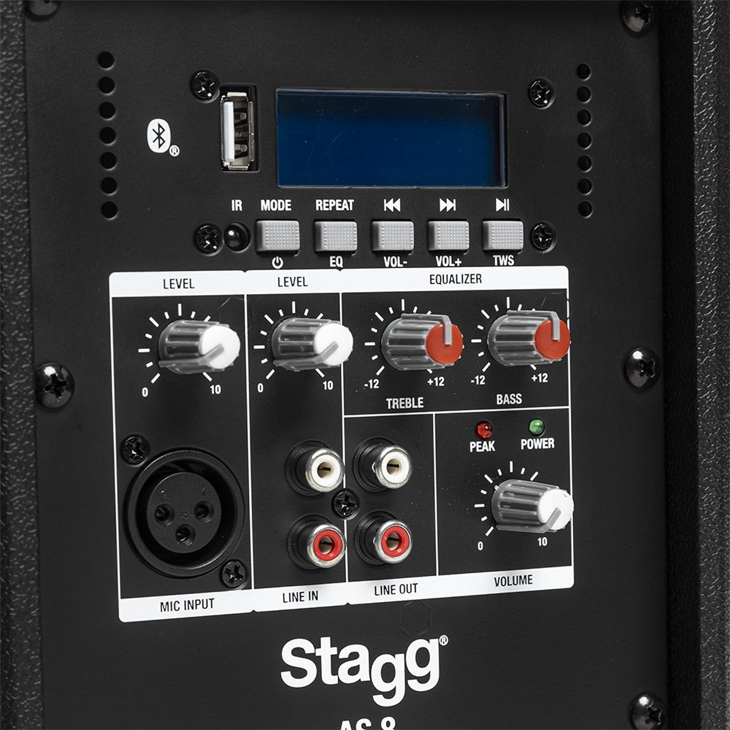 Stagg AS8 8" 250w Active Speaker with Bluetooth - DY Pro Audio