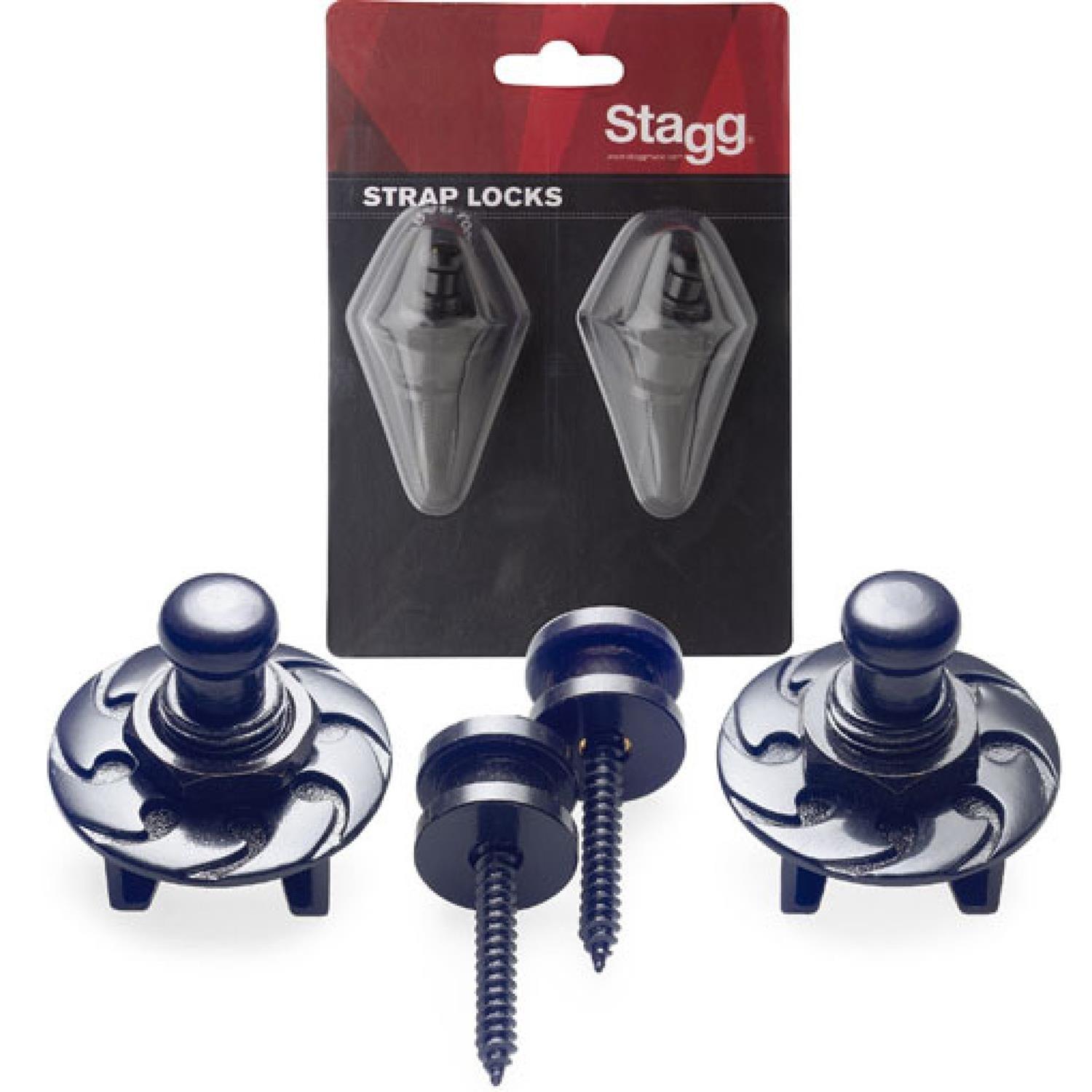 Stagg Guitar Strap Button and Lock Black - DY Pro Audio