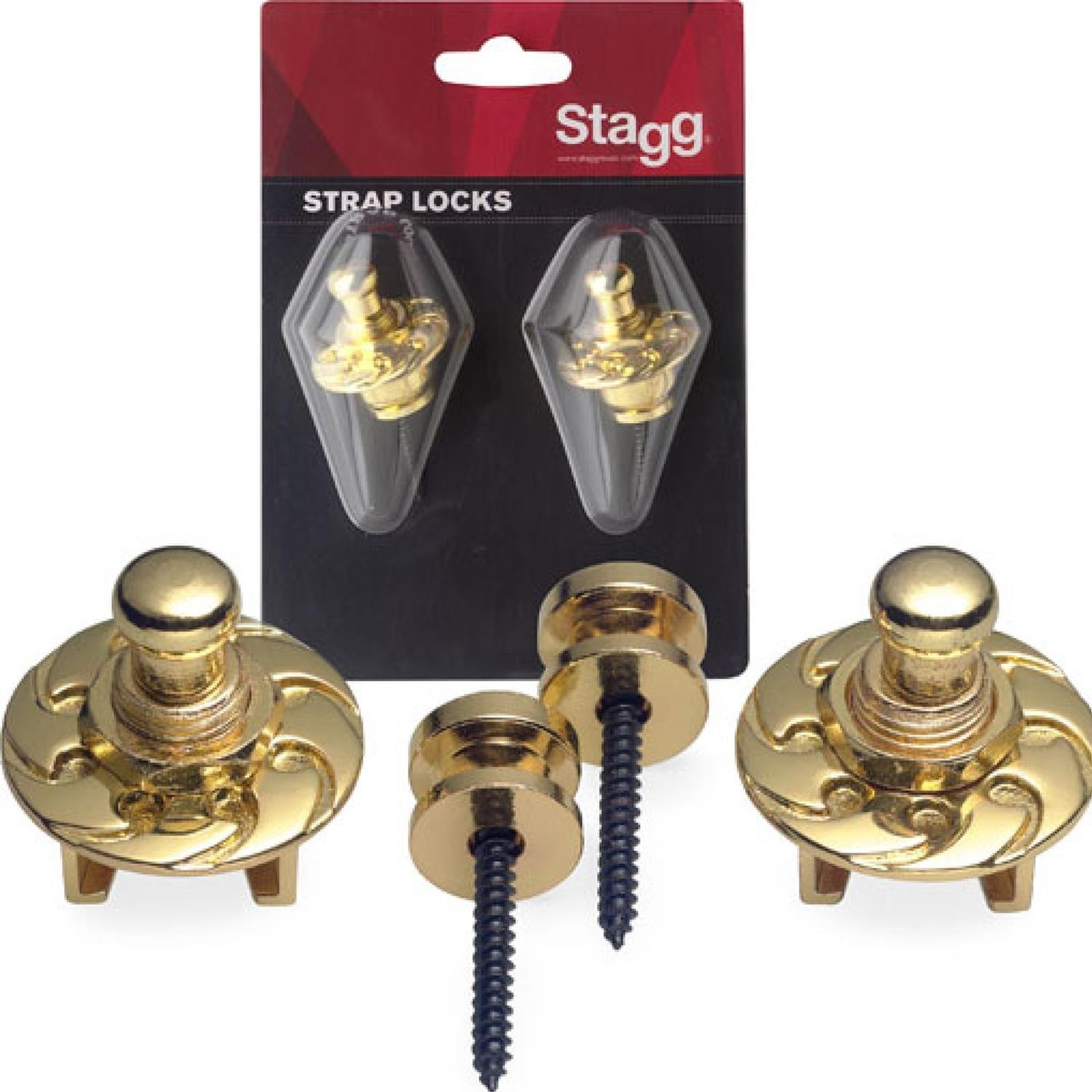 Stagg Guitar Strap Button and Lock Gold - DY Pro Audio