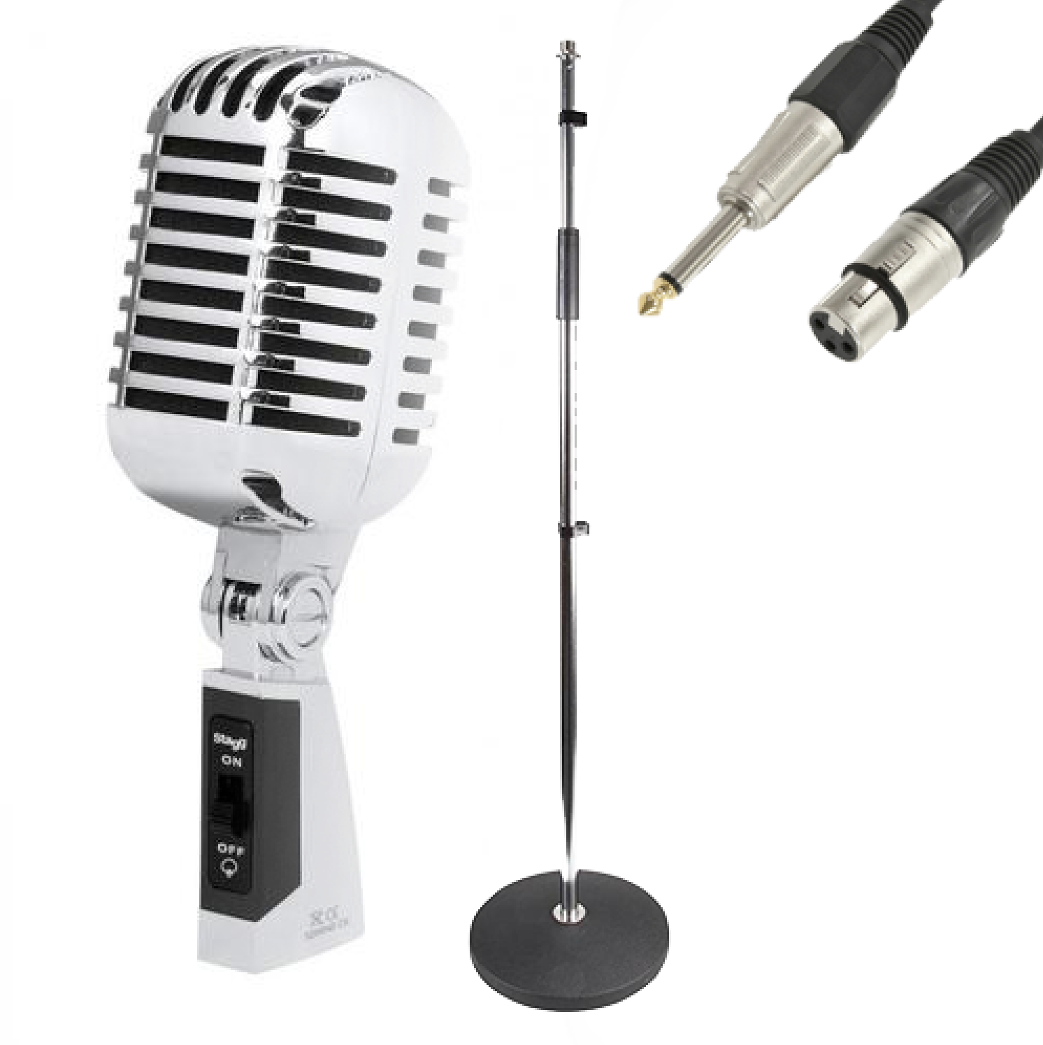 Stagg SDMP40CR Retro Vintage Microphone 50's Cardioid Dynamic Package inc Stand - DY Pro Audio