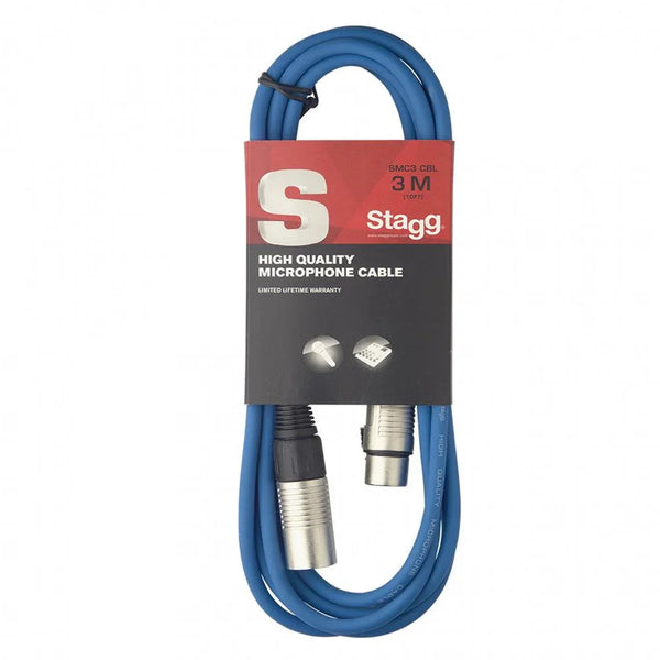 Stagg SMC3 CBL 3m Microphone XLR Cable Blue - DY Pro Audio