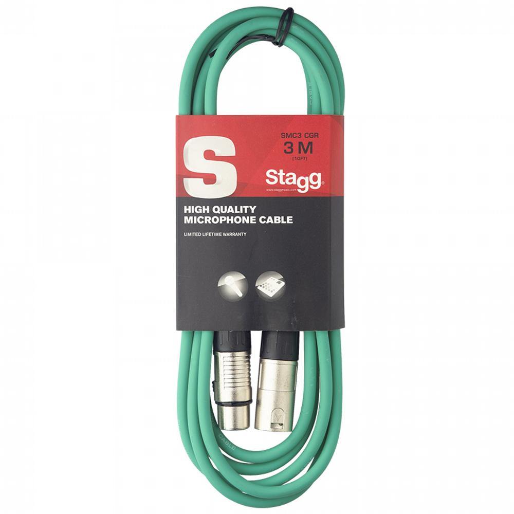 Stagg SMC3 CGR 3m Microphone XLR Cable Green - DY Pro Audio