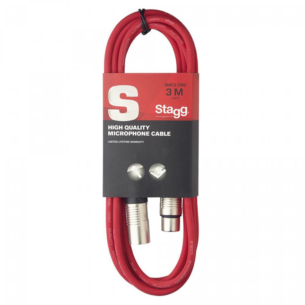Stagg SMC3 CRD 3m Microphone XLR Cable Red - DY Pro Audio