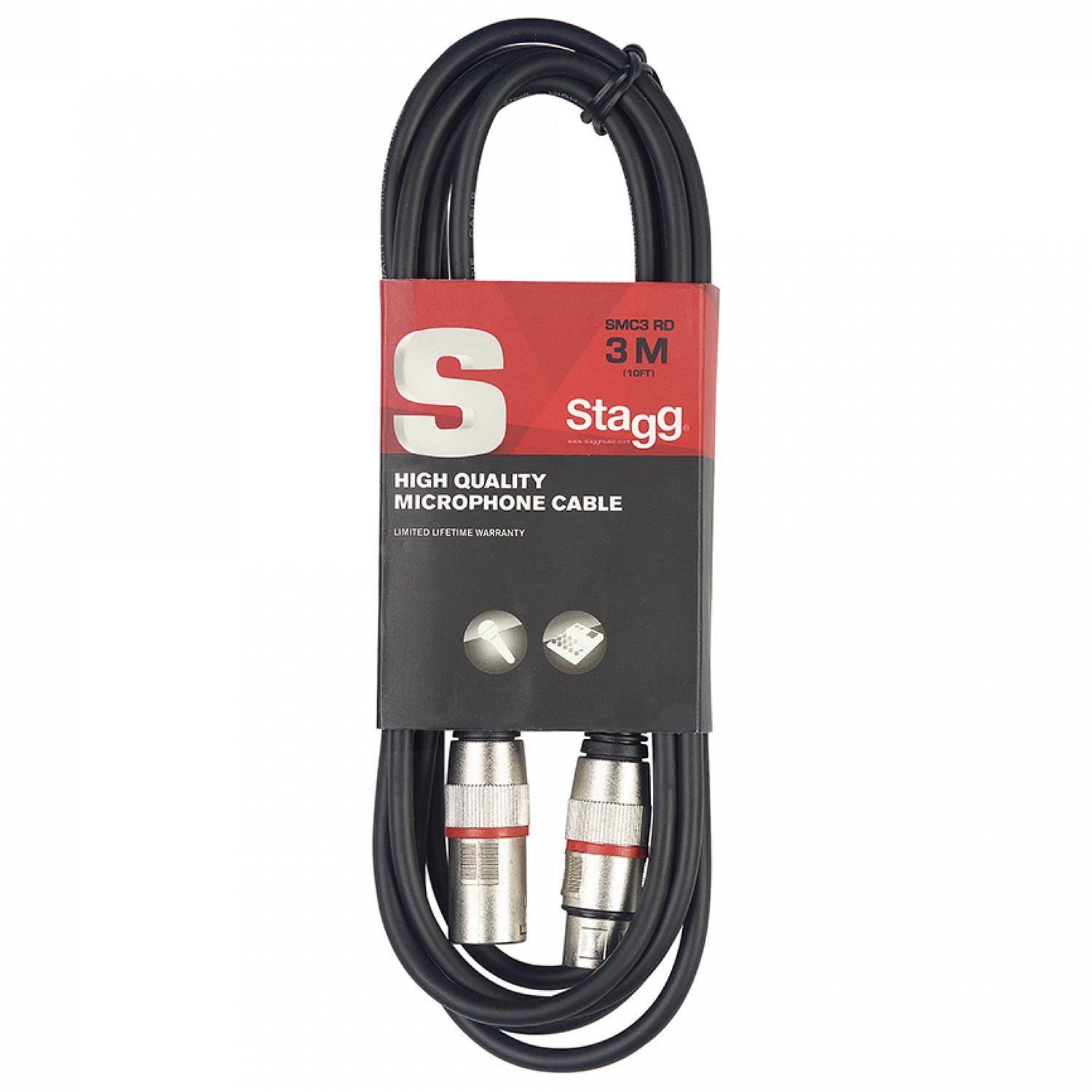 Stagg SMC3 RD 3m Red Ring XLR Microphone Cable - DY Pro Audio