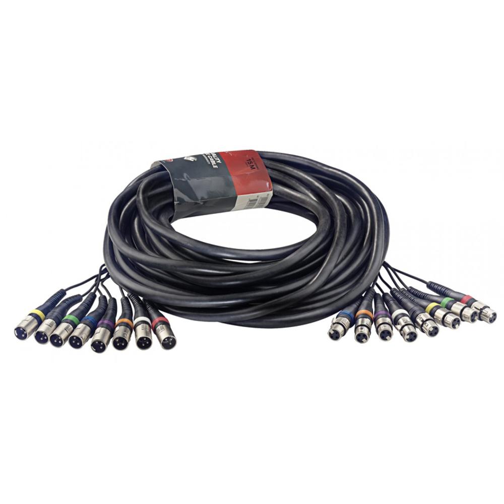 Stagg SML15/8XF8XM E 8 Way XLR Multicore Loom Snake 15m Studio Cable Lead | SML15/8XF8XM E - DY Pro Audio