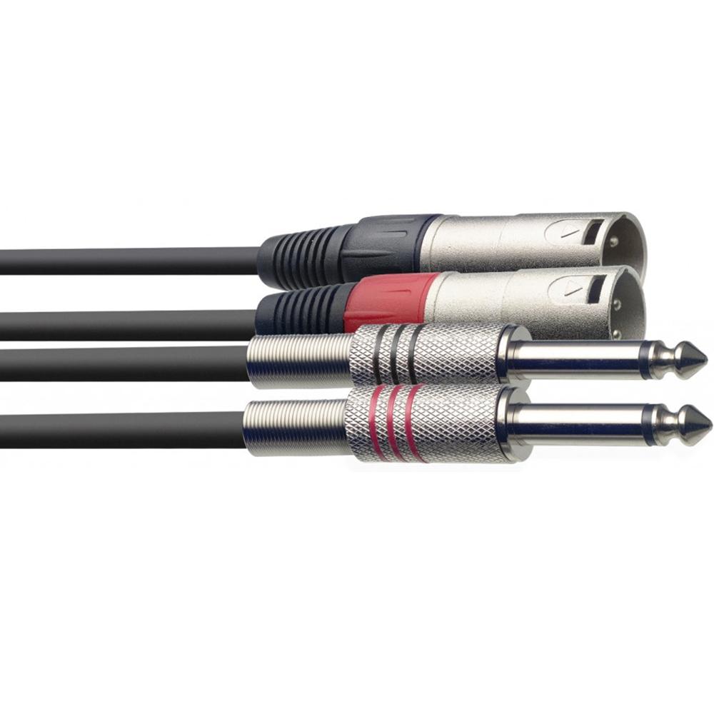 Stagg STC3PXM 3m 2x Male XLR to 2x 6.35mm 1/4" Mono Jack Cable - DY Pro Audio
