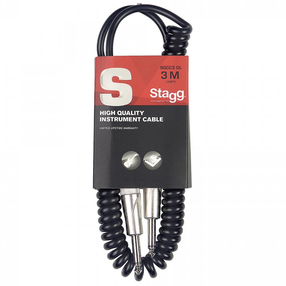 Stagg Straight Jack To Straight Coiled Jack Lead 3m | SGCC3 DL - DY Pro Audio