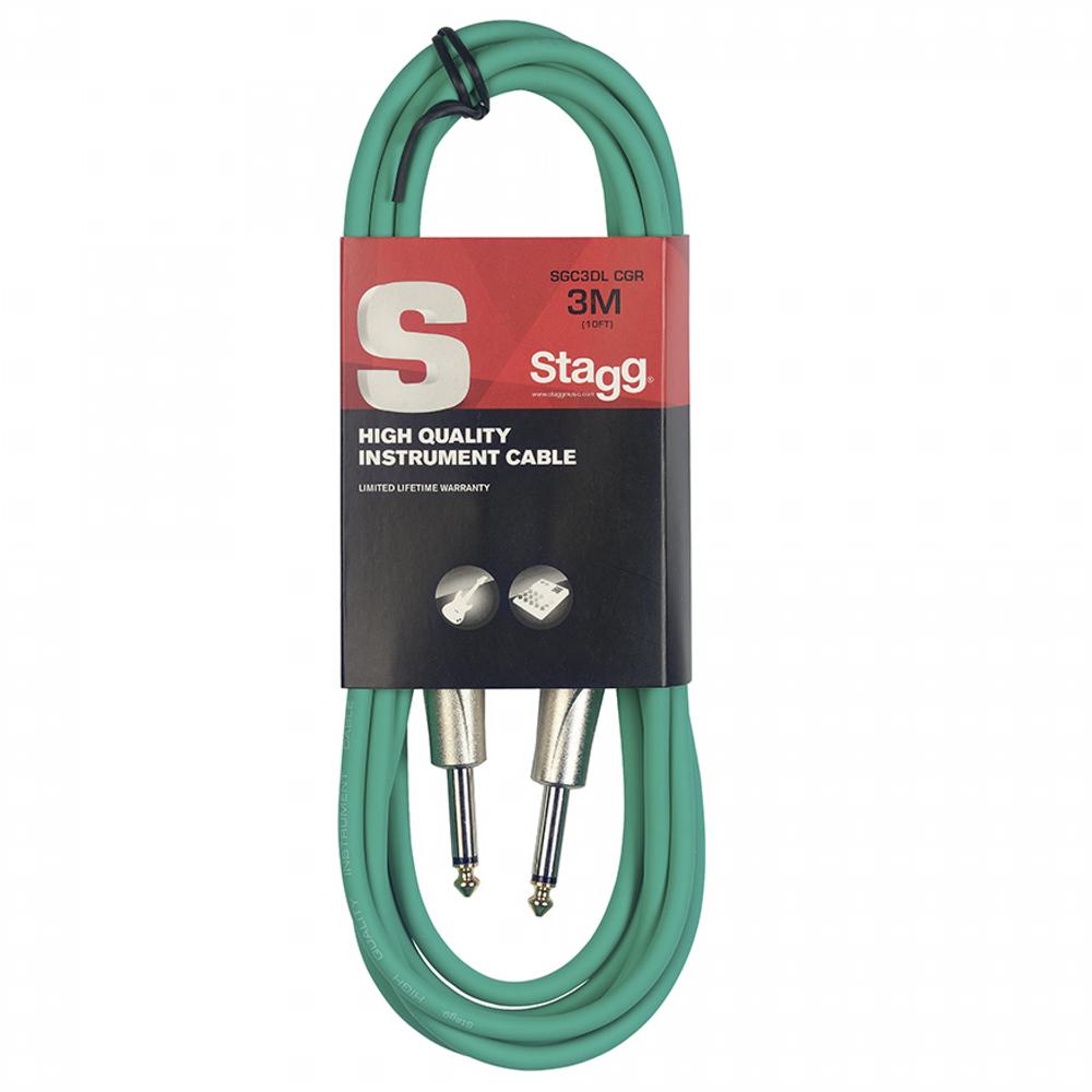 Stagg Straight Jack to Straight Jack Lead 3m Green | SGC3DL CGR - DY Pro Audio
