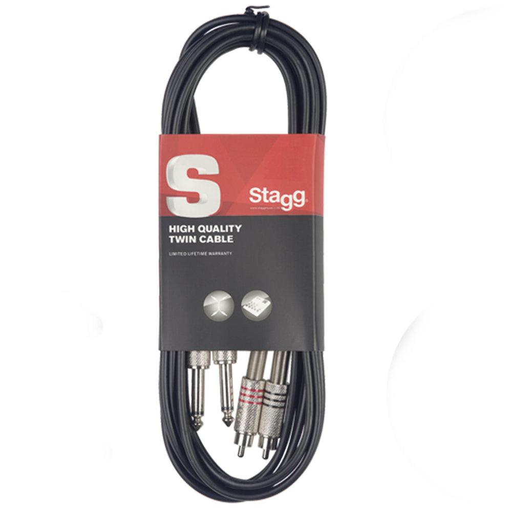 Stagg Twin 6.3mm 1/4" to Twin RCA/Phono Lead 60cm | STC060PCM - DY Pro Audio