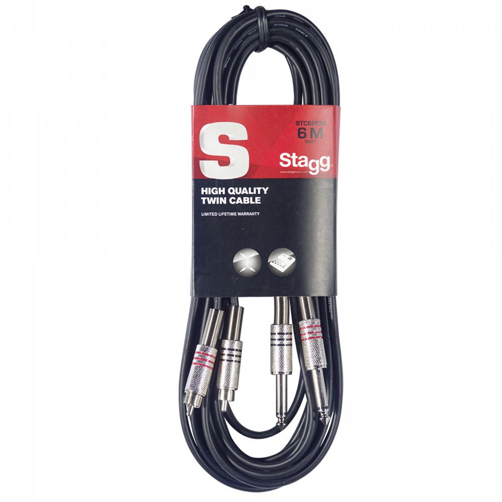Stagg Twin 6.3mm 1/4" to Twin RCA/Phono Lead 6m | STC6PCM - DY Pro Audio