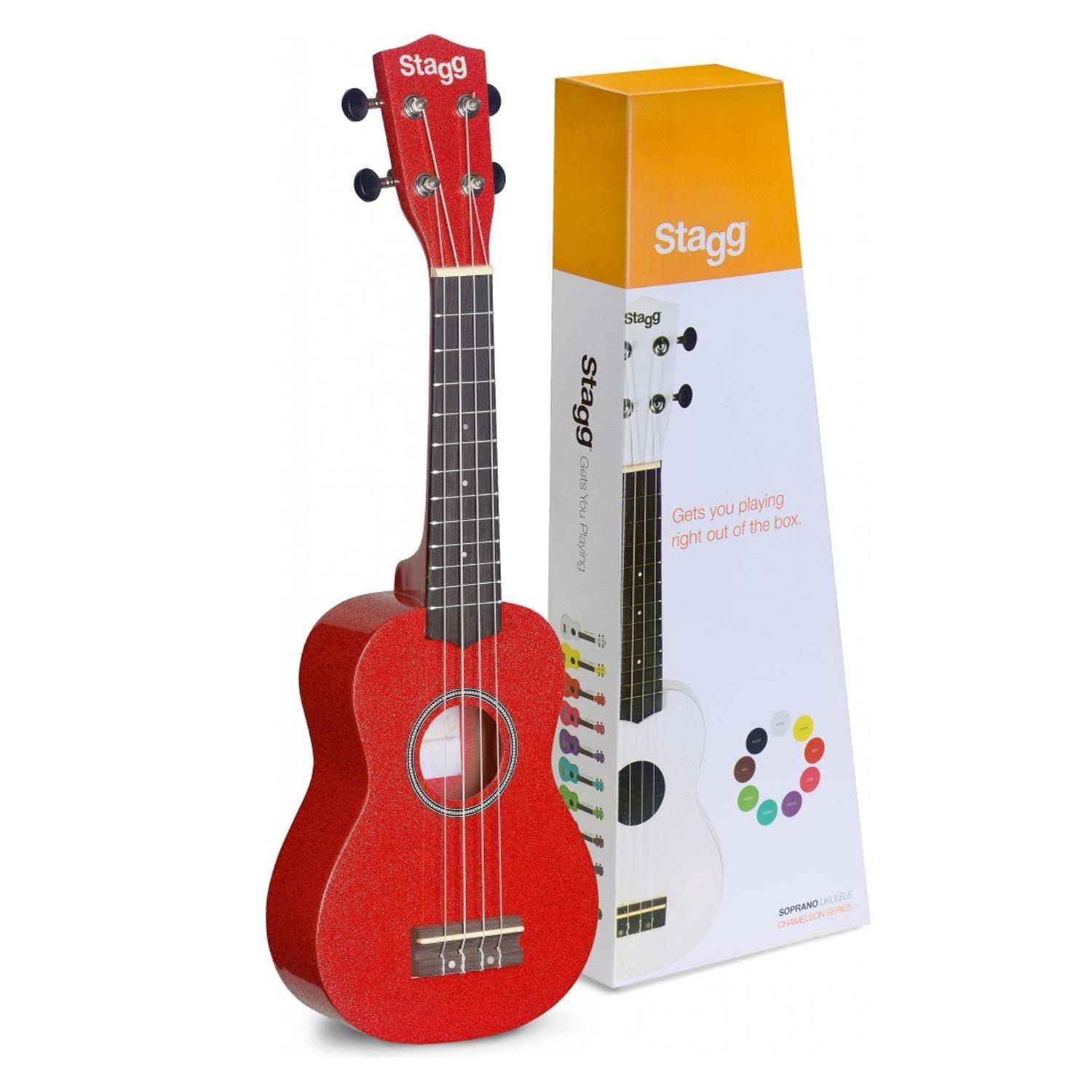 Stagg US-Red Red Soprano Ukulele With Bag - DY Pro Audio